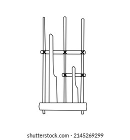 Angklung black and white illustration vector design. Perfect for icon, sticker, and logo.