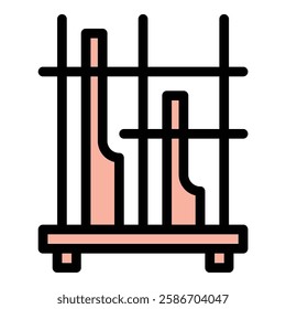Angklung Icon Traditional Bamboo Instrument in Flat Line Color Style.