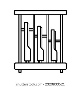 Eslabón del icono del vector del instrumento musical tradicional angklung indonesio aislado en fondo blanco cuadrado. Sencillo dibujo de instrumentos musicales minimalistas planos.