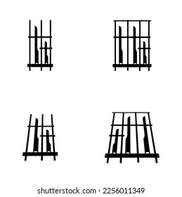Angklung set vector icon, bamboo music instrument silhouette, isolated on white background.