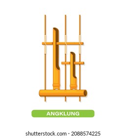 Angklung traditional music instrument from Bamboo. Sundanese Indonesia culture symbol mascot illustration vector