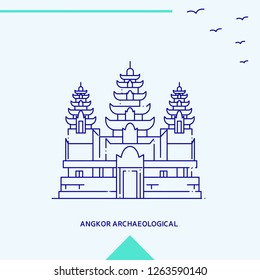 ANGKOR ARCHAEOLOGICAL skyline vector illustration