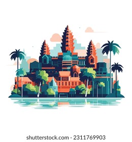 Angkor Siem Reap temple complex of Cambodia vector isolated