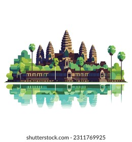 Angkor Siem Reap temple complex of Cambodia vector isolated