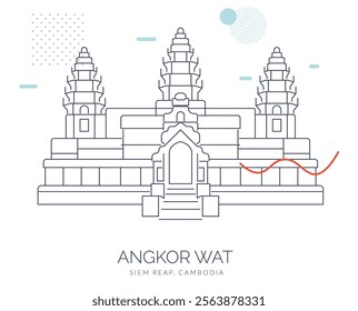 Angkor Wat a Hindu-Buddhist temple complex in Cambodia - Stock Illustration as EPS 10 File