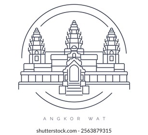 Angkor Wat a Hindu-Buddhist temple complex in Cambodia - Stock Illustration as EPS 10 File