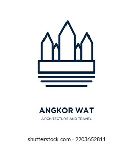 angkor wat icon from architecture and travel collection. Thin linear angkor wat, asia, angkor outline icon isolated on white background. Line vector angkor wat sign, symbol for web and mobile