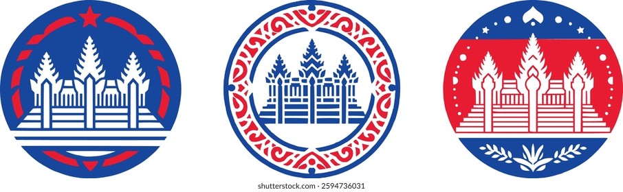 Angkor Wat Ornament Design Cambodia Traditional Art Vector