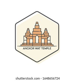 Angkor Wat Temple - Krong Siem Reap, Cambodia Lineal Color Icon. Landmark Buildings Icon Vector Illustration Concept.