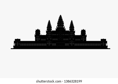 Angkor Wat Temple, The landmark of Cambodia. Vector icon for background website, banner, flayer.