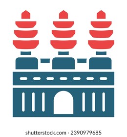 Angkor Wat Vector Glyph Two Color Icons For Personal And Commercial Use.
