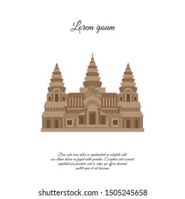 Angkor Wat vector icon isolated on white background, Angkor Wat sign, element design in outline style. Cambodia. Historical Landmarks Symbol. Editable Stroke. color