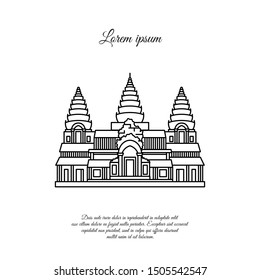 Angkor Wat vector icon isolated on white background, Angkor Wat transparent sign , line or linear sign, element design in outline style. Cambodia. Historical Landmarks Symbol. Editable Stroke. black