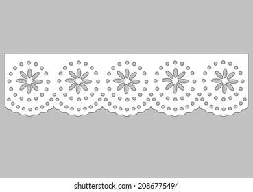 anglaise, decorative flower floral lace embroidery design vector Set of seamless lattice borders. white lace ribbons cotton eyelet lace
