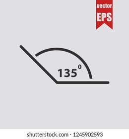 Angle of 135 degrees icon.Vector illustration.