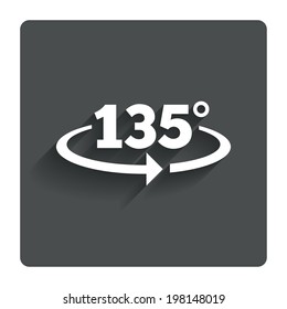 Angle 135 degrees sign icon. Geometry math symbol. Gray flat button with shadow. Modern UI website navigation. Vector