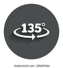 Angle 135 degrees sign icon. Geometry math symbol. Circle flat button with shadow. Modern UI website navigation. Vector