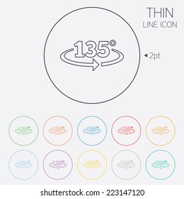 Angle 135 degrees sign icon. Geometry math symbol. Thin line circle web icons with outline. Vector