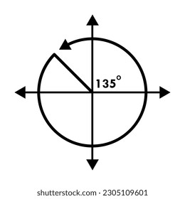 Angle 135 degrees sign icon. Geometry math symbol