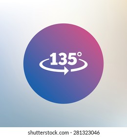 Angle 135 degrees sign icon. Geometry math symbol. Icon on blurred background. Vector