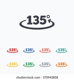 Angle 135 degrees sign icon. Geometry math symbol. Colored flat icons on white background.