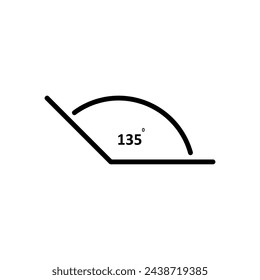 Angle of 135 degrees, vector flat simple illustration on white background..eps