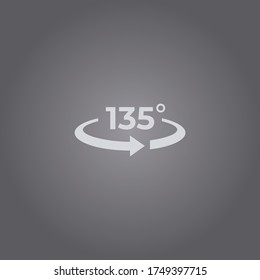 Angle 135 degrees view icon.135 degrees rotation symbol