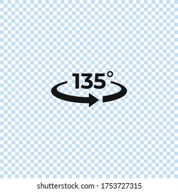 Angle 135 degrees view icon.135 degrees rotation symbol