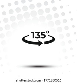 Angle 135 degrees view icon.135 degrees rotation symbol