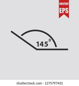 Angle of 145 degrees icon.Vector illustration.