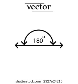 Winkel 180 Grad Symbol. Geometrisches Mathesymbol. Drehsymbol. Vektorgrafik auf weißem Hintergrund.EPS
