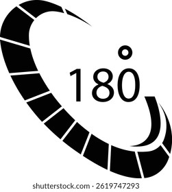 Angle 180 degrees icon , Rotation Degree icons Flat vector, geometric mathematical angle radian of 180 rotation arrow symbol, isolated on transparent background, used for mobile app, web page or ui