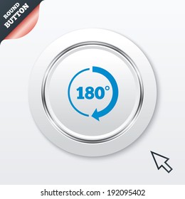 Angle 180 degrees sign icon. Geometry math symbol. White button with metallic line. Modern UI website button with mouse cursor pointer. Vector