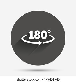 Angle 180 degrees sign icon. Geometry math symbol. Circle flat button with shadow. Vector