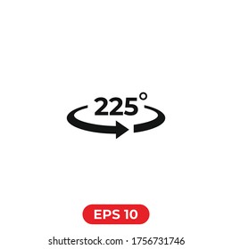 Angle 225 degrees  icon.225 degrees rotation symbol