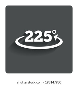 Angle 225 degrees sign icon. Geometry math symbol. Gray flat button with shadow. Modern UI website navigation. Vector