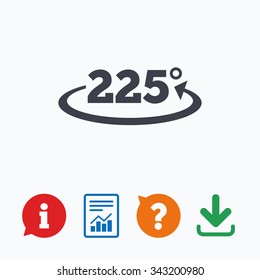 Angle 225 degrees sign icon. Geometry math symbol. Information think bubble, question mark, download and report.