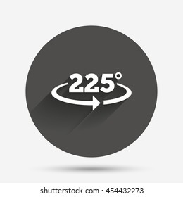 Angle 225 degrees sign icon. Geometry math symbol. Circle flat button with shadow. Vector
