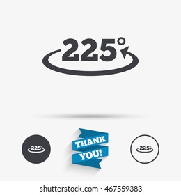 Angle 225 degrees sign icon. Geometry math symbol. Flat icons. Buttons with icons. Thank you ribbon. Vector