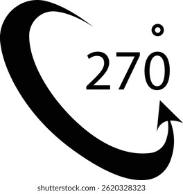 Angle 270 degrees icon Rotation Degree icons Flat vector, geometric mathematical angle radian of 270 rotation arrow symbol, isolated on transparent background, used for mobile app, web page or ui