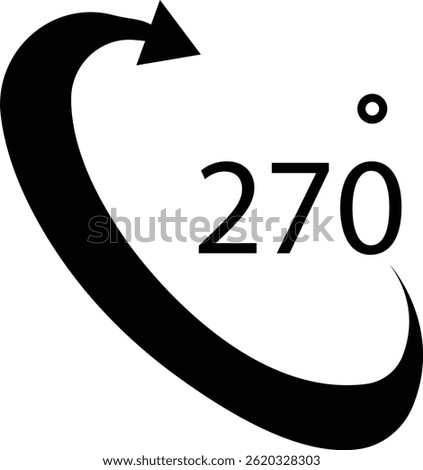 Angle 270 degrees icon Rotation Degree icons Flat vector, geometric mathematical angle radian of 270 rotation arrow symbol, isolated on transparent background, used for mobile app, web page or ui
