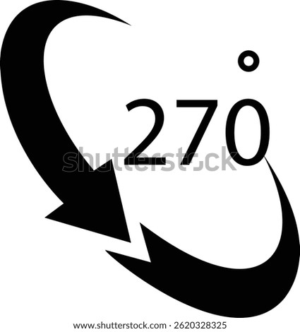 Angle 270 degrees icon Rotation Degree icons Flat vector, geometric mathematical angle radian of 270 rotation arrow symbol, isolated on transparent background, used for mobile app, web page or ui