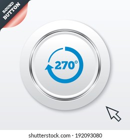 Angle 270 degrees sign icon. Geometry math symbol. White button with metallic line. Modern UI website button with mouse cursor pointer. Vector
