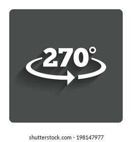 Angle 270 degrees sign icon. Geometry math symbol. Gray flat button with shadow. Modern UI website navigation. Vector