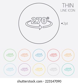 Angle 270 degrees sign icon. Geometry math symbol. Thin line circle web icons with outline. Vector