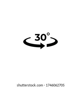 Angle 30 degrees icon.30 degrees rotation symbol