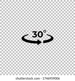 Angle 30 degrees icon.30 degrees rotation symbol