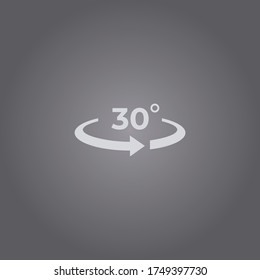 Angle 30 degrees icon.30 degrees rotation symbol