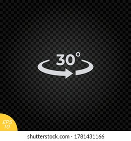 Angle 30 degrees icon.30 degrees rotation symbol