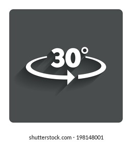 Angle 30 degrees sign icon. Geometry math symbol. Gray flat button with shadow. Modern UI website navigation. Vector
